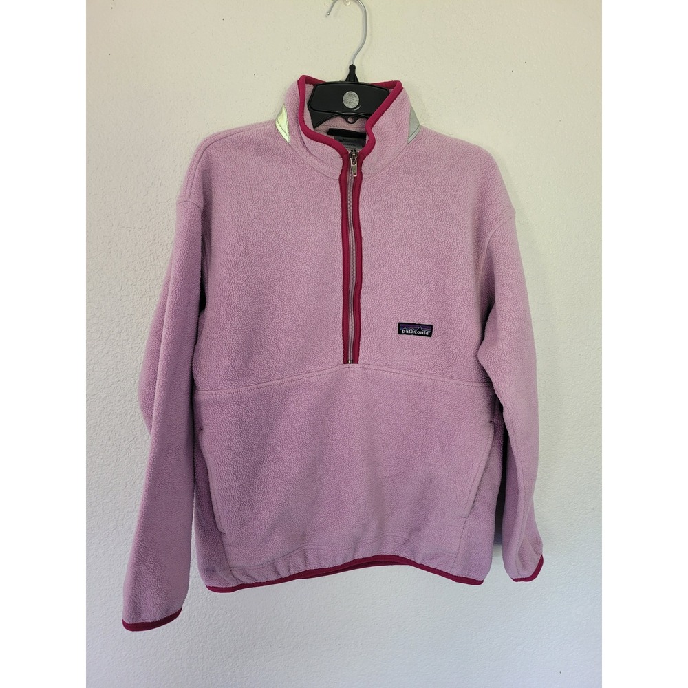 Patagonia Synchilla Fleece Quarter Zip‎ Pullover Lavender Purple Kids L 12 #3